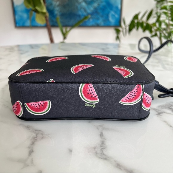 🔹️COACH🔹️ Mini Camera Crossbody Bag Watermelon Print 3270 Navy Blue Red Multi - Picture 6 of 8